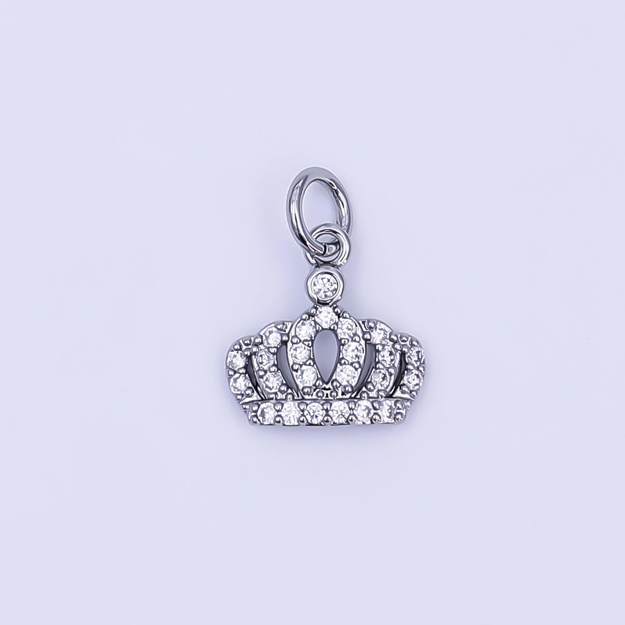 24K Gold Filled Micro Paved CZ Royal Crown Charm in Gold & Silver | AJ299