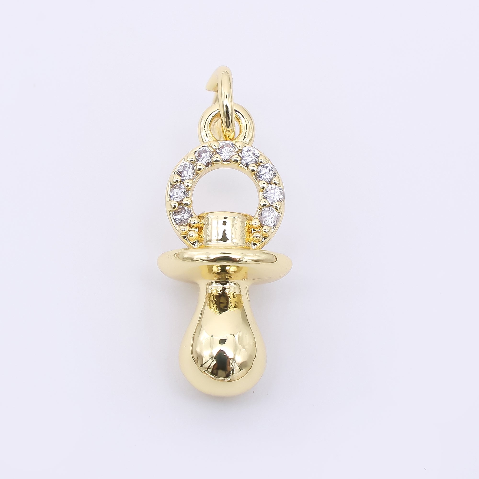 24K Gold Filled 17mm Micro Paved CZ Baby Pacifier Charm | AJ322