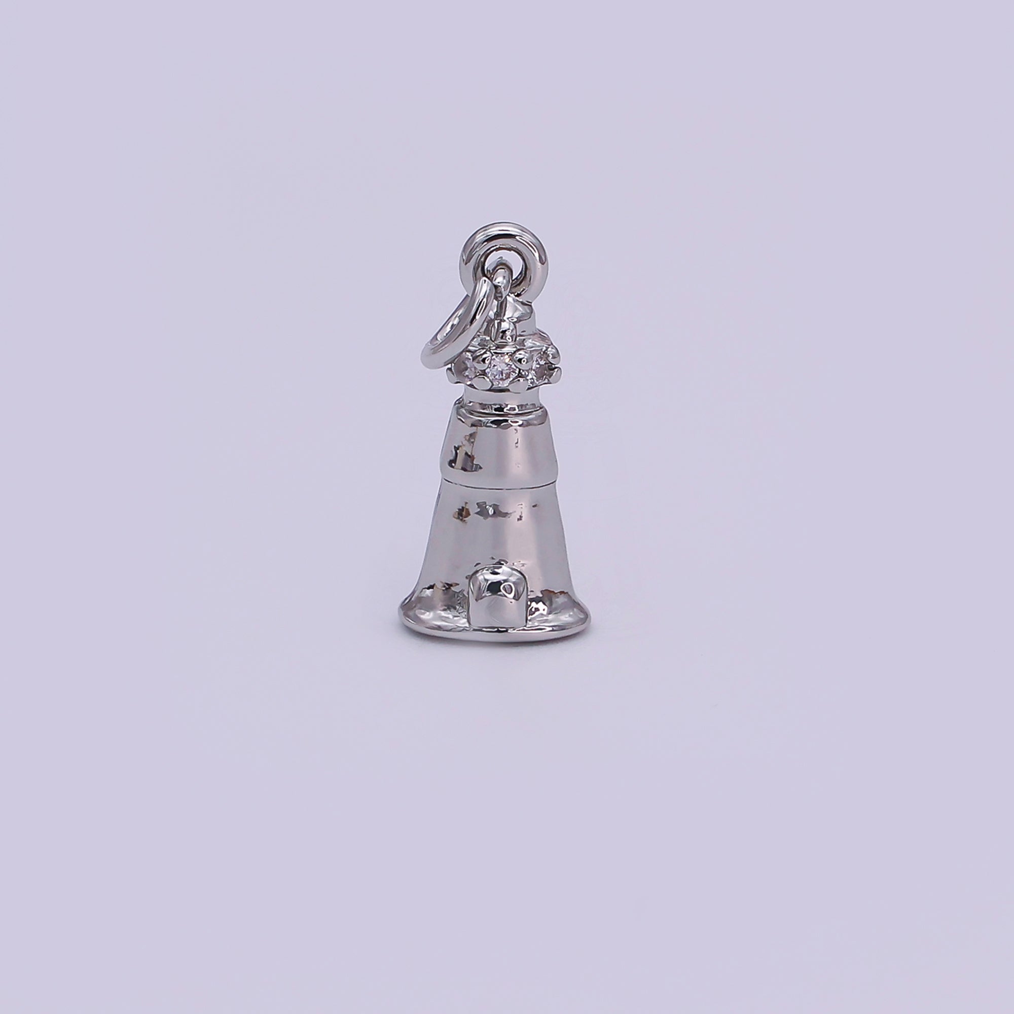 24K Gold Filled 16mm Round CZ Jingle Bell Holiday Charm in Gold & Silver | AJ-349