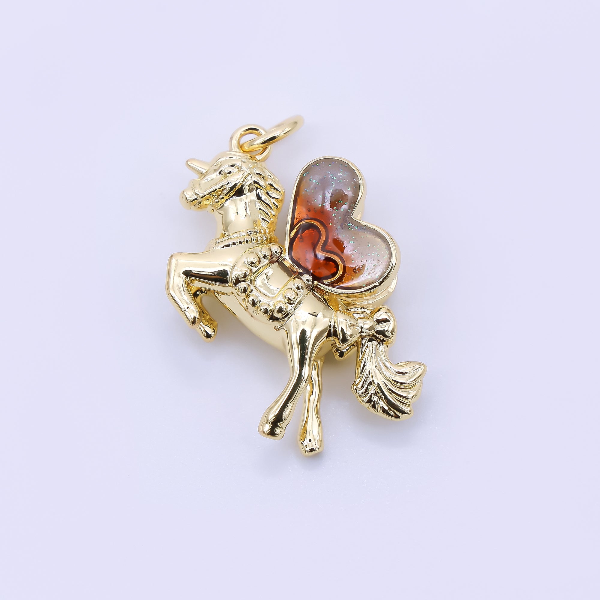 24K Gold Filled 22mm Resin Art Circus Horse Animals Charm | AJ394