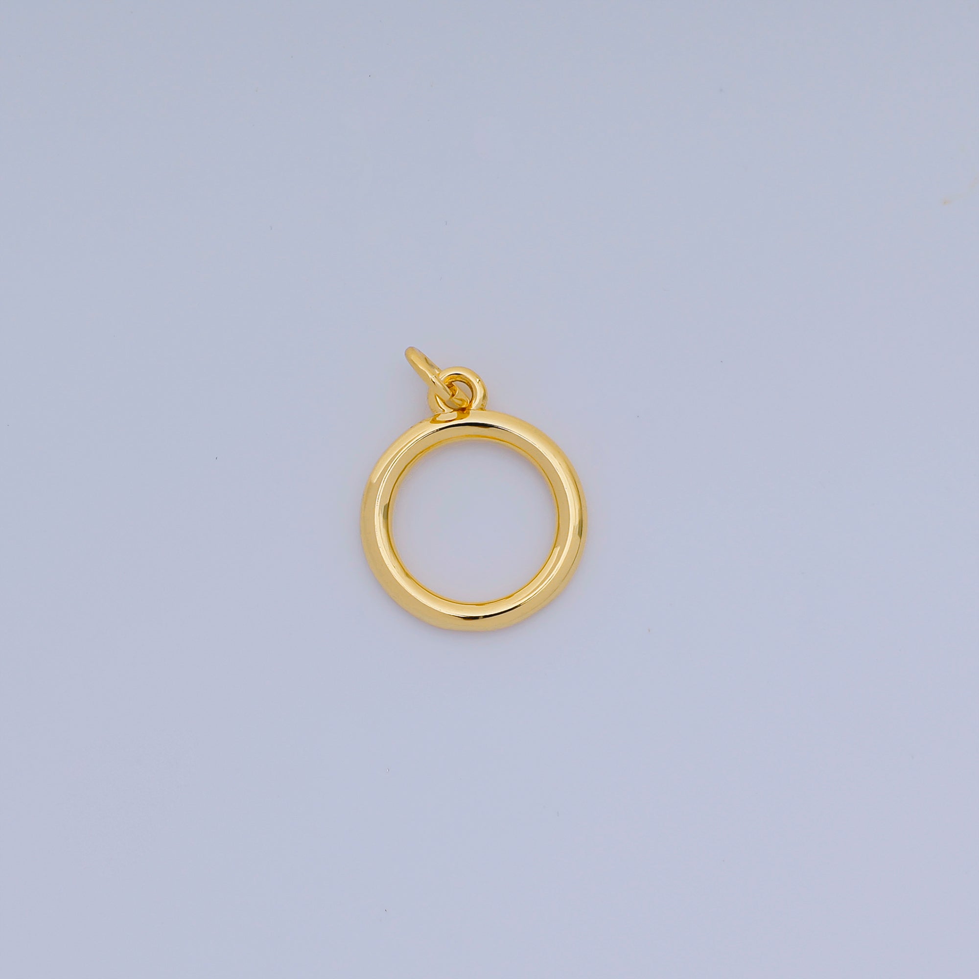 24K Gold Filled 16mm Simple Hollow Round Charm | AJ-413