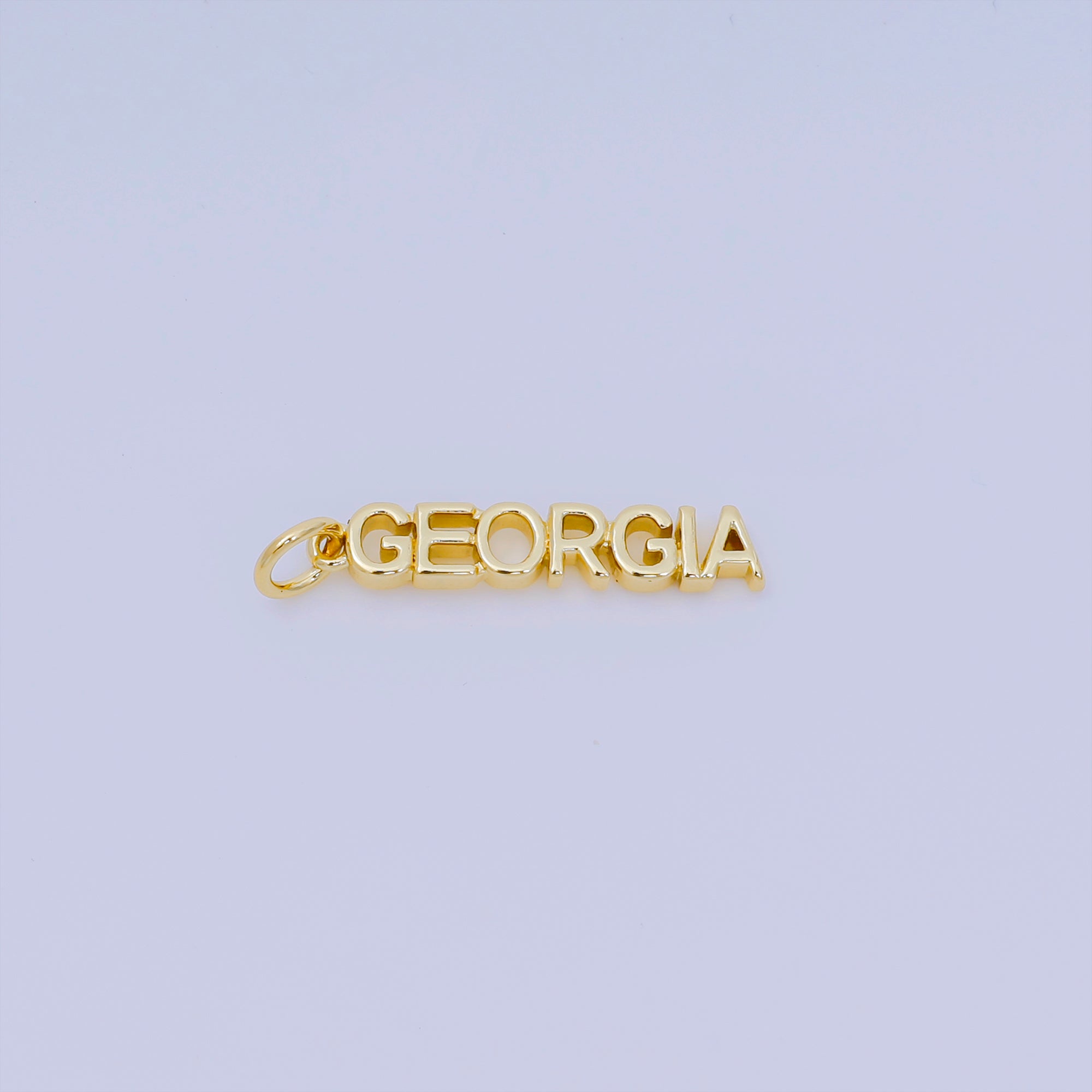 24K Gold Filled 22mm Georgia City States Script Tag Charm | AJ-416