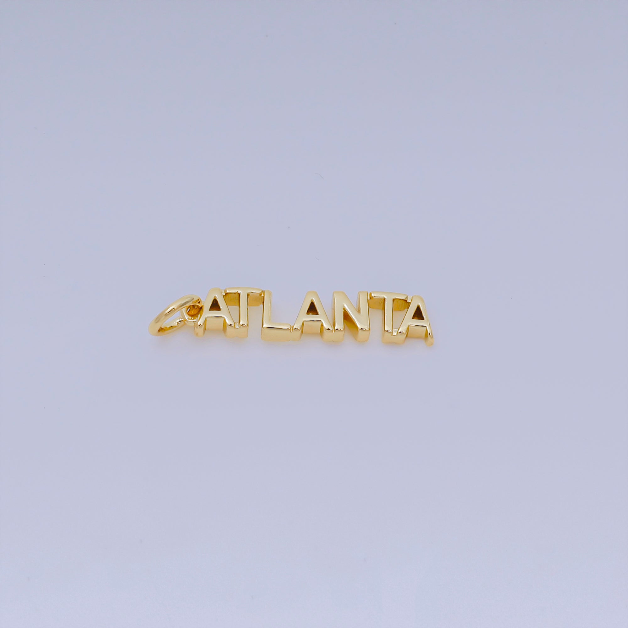 24K Gold Filled 21mm Atlanta City States Script Tag Charm | AJ-418