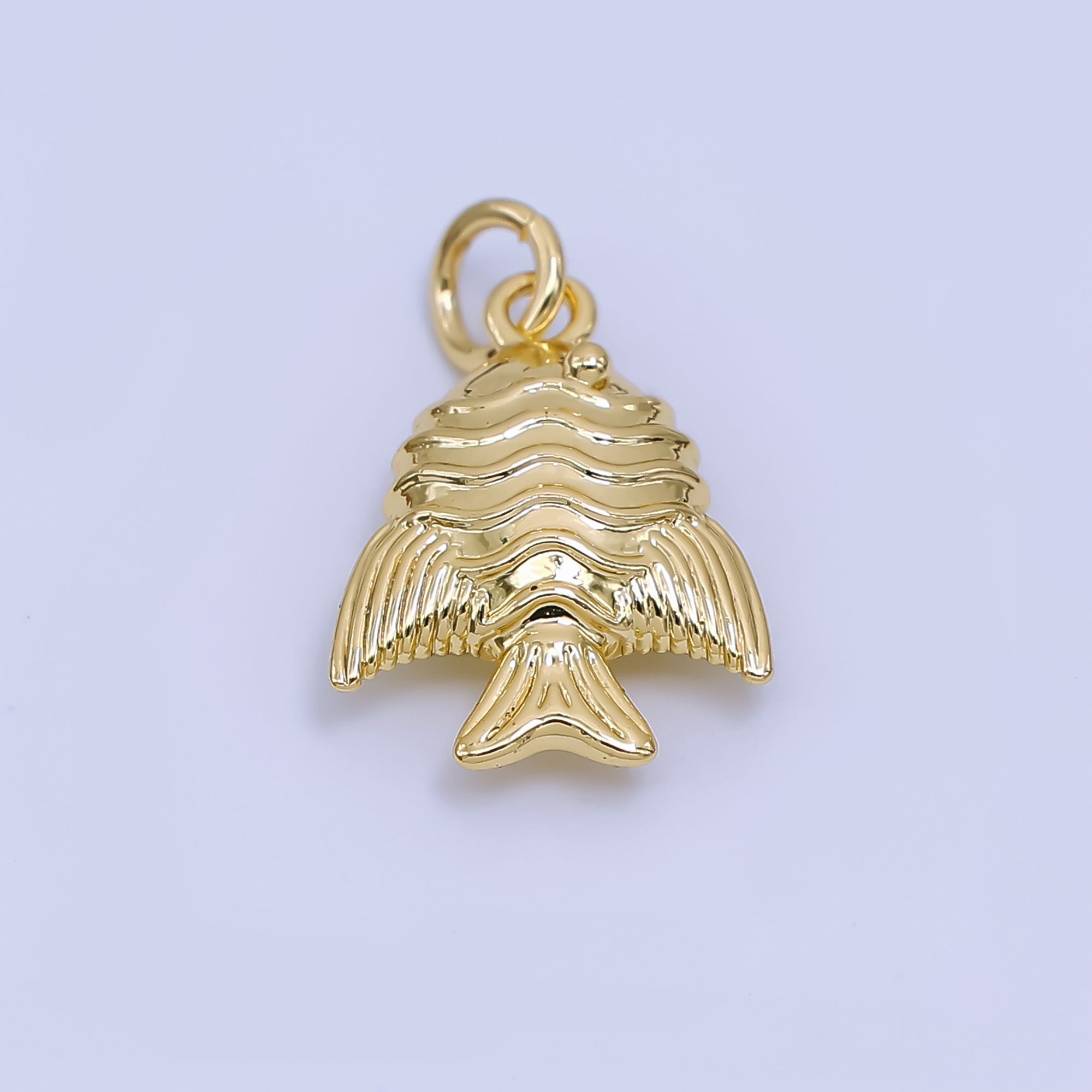 24K Gold Filled 17mm Textured Fish 3D Multidimensional Charm in Gold & Silver | AJ481