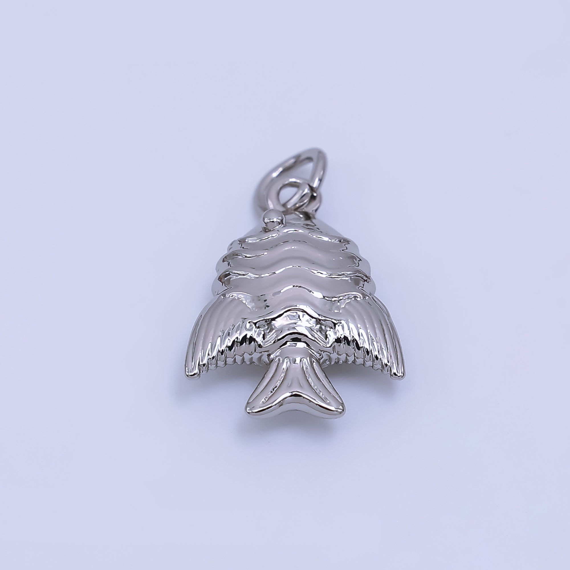 24K Gold Filled 17mm Textured Fish 3D Multidimensional Charm in Gold & Silver | AJ481