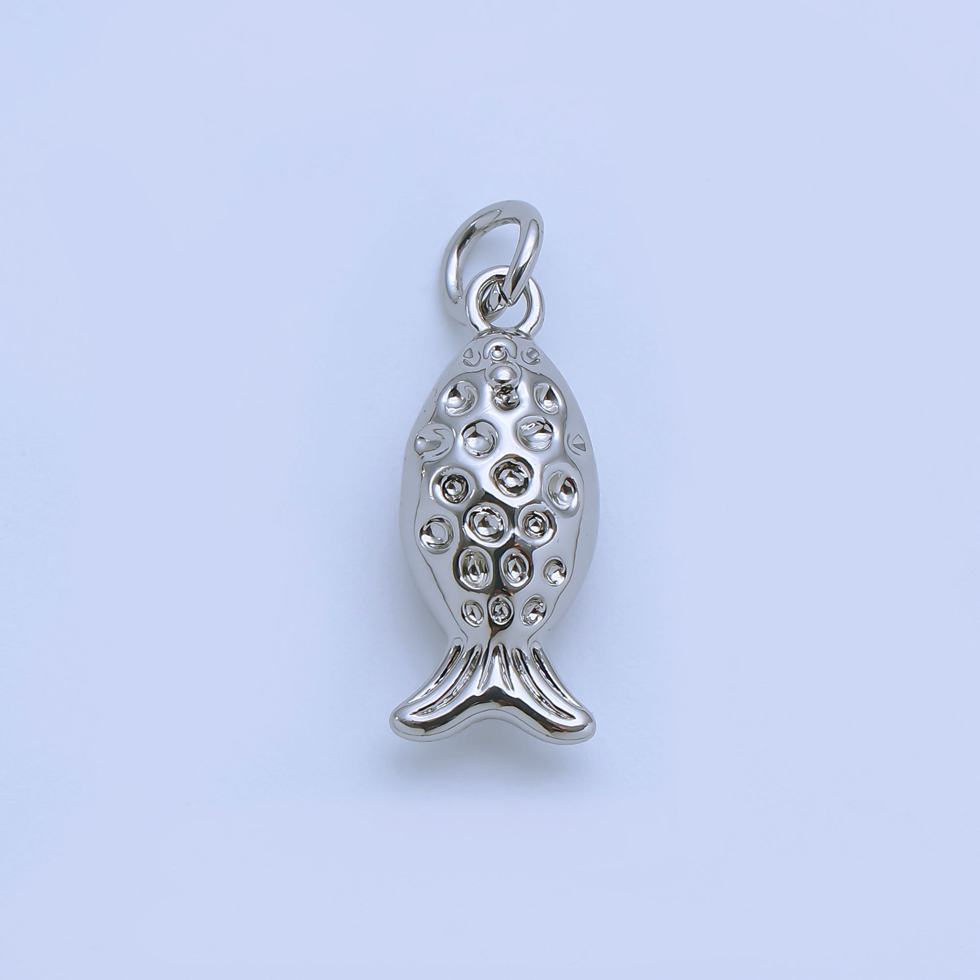 24K Gold Filled 18mm Dotted Fish Multidimensional 3D Charm in Gold & Silver | AJ482