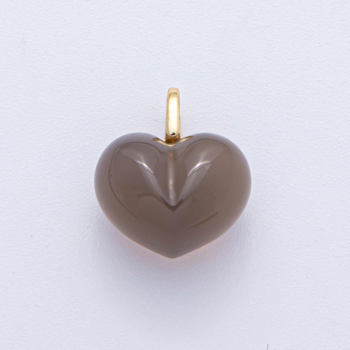 18K Gold Filled 18.3mm Grey Agate, Carnelian, White Quartz, Amethyst Chubby Heart Pendant | AK021 - AK023