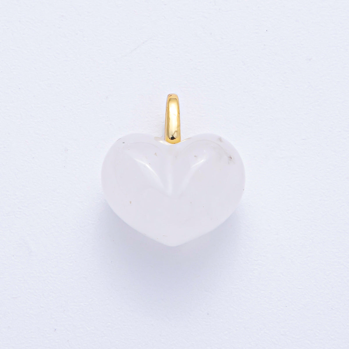 18K Gold Filled 18.3mm Grey Agate, Carnelian, White Quartz, Amethyst Chubby Heart Pendant | AK021 - AK023