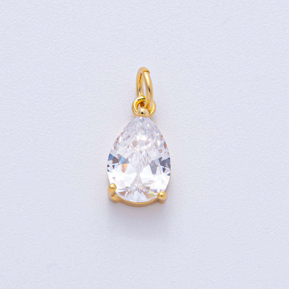 18K Gold Filled 13mm Clear CZ Teardrop Mini Charm | AK029