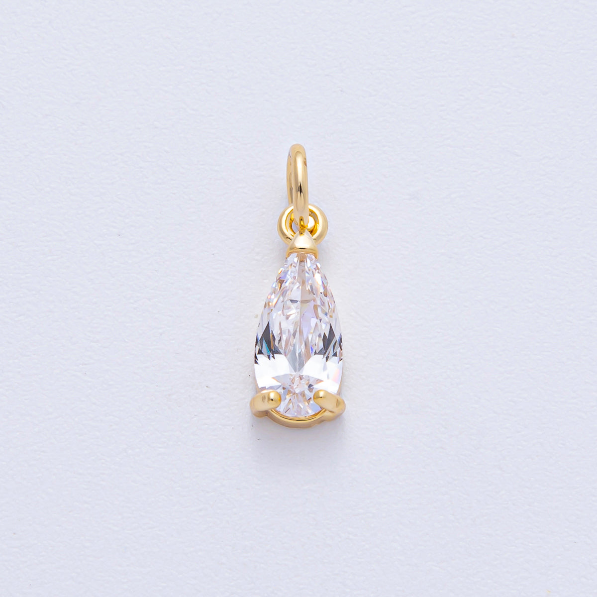 18K Gold Filled 13mm Clear CZ Teardrop Mini Charm | AK031