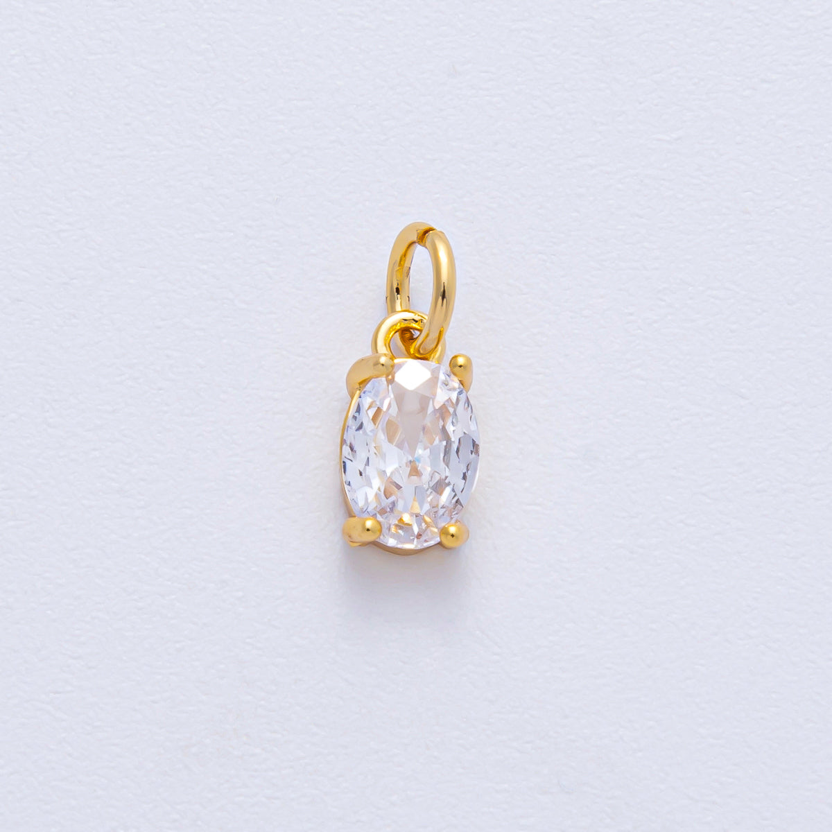 18K Gold Filled 9mm Clear CZ Oval Mini Charm | AK035
