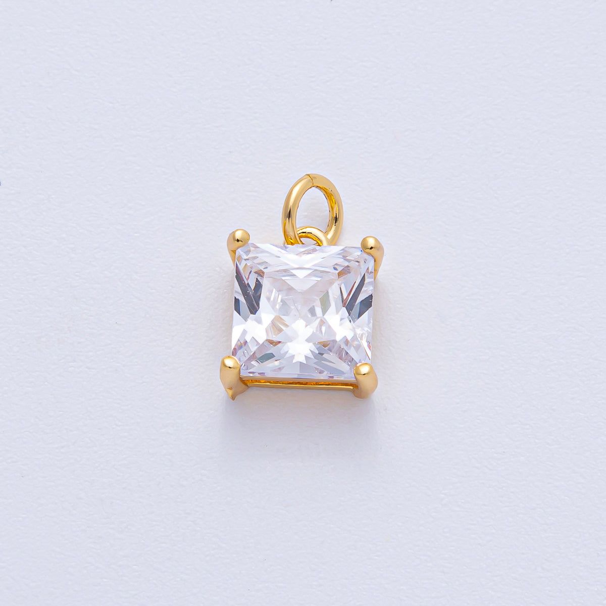 18K Gold Filled 11mm Clear CZ Square Baguette Mini Charm | AK036