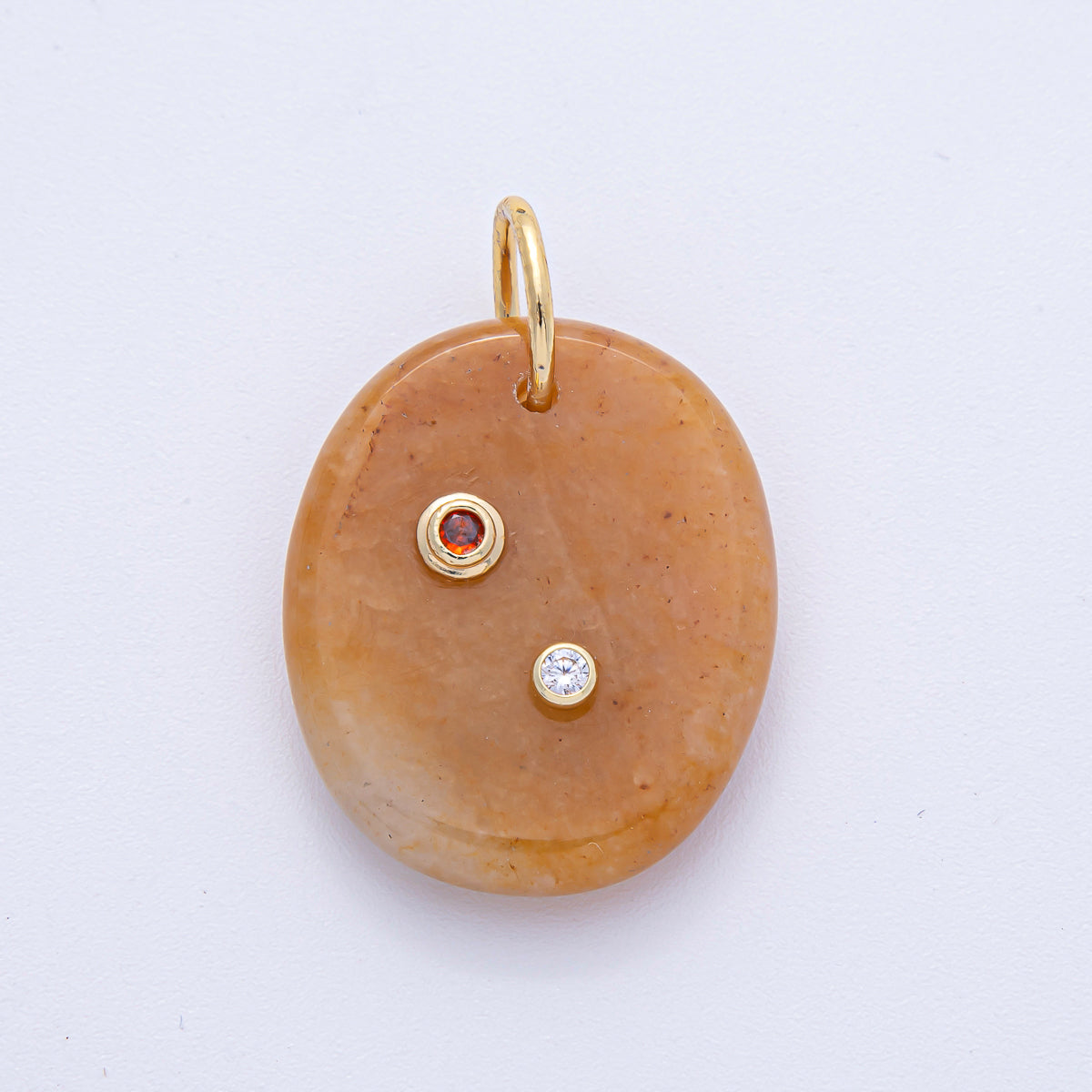 18K Gold Filled 30mm Multicolor CZ Embedded Gemstone Oval Charm | AK060 - AK062