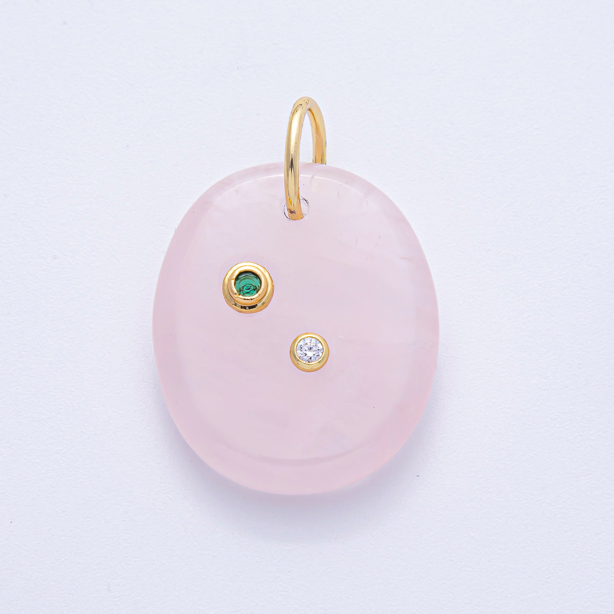 18K Gold Filled 30mm Multicolor CZ Embedded Gemstone Oval Charm | AK060 - AK062