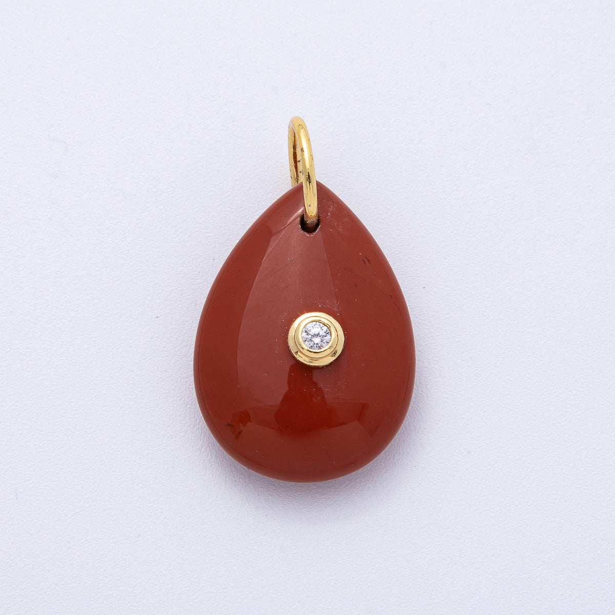 18K Gold Filled 25mm CZ Embedded Natural Gemstone Teardrop Charm | AK109 - AK112