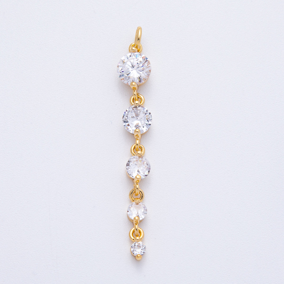 18K Gold Filled 46mm Clear Round CZ Gradient Connector | AK119