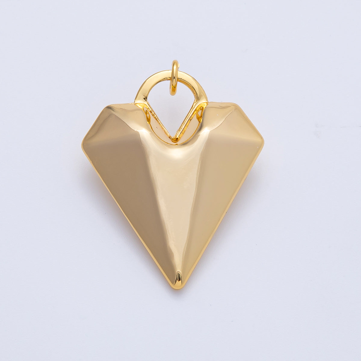 18K Gold Filled 38mm Geometric 3D Multidimensional Puffy Heart Charm | AK122