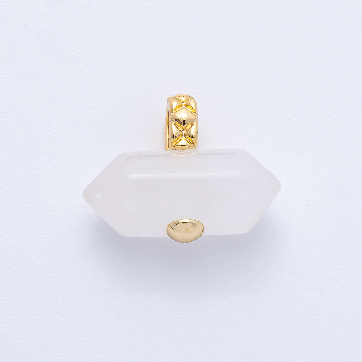 18K Gold Filled 21.3mm Natural Gemstone Point Croissant Pendant | AK129 - AK132