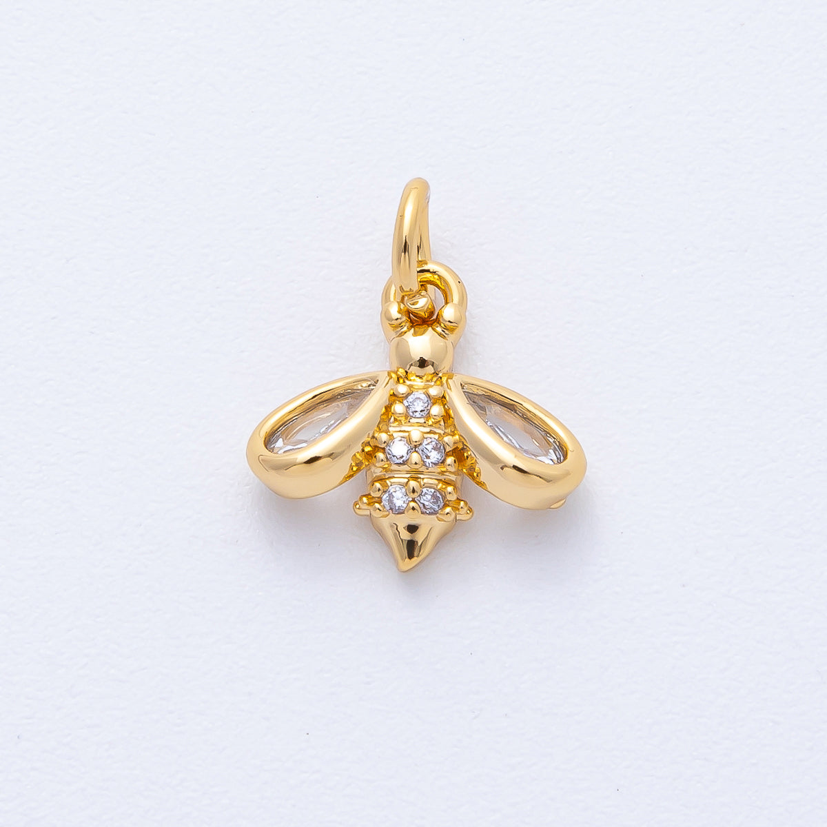 18K Gold Filled 12mm Micro Paved CZ Bumble Bee Insect Mini Charm | AK165