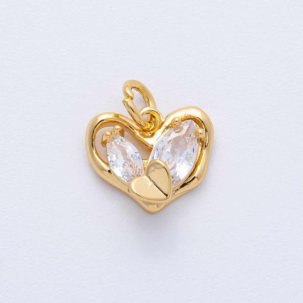 18K Gold Filled 12mm Clear Marquise CZ Molten Heart Charm | AK167