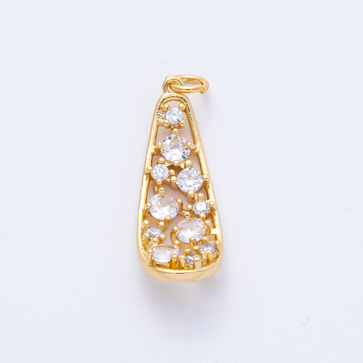 18K Gold Filled 26.5mm Clear CZ Cluster Geometric Charm | AK194