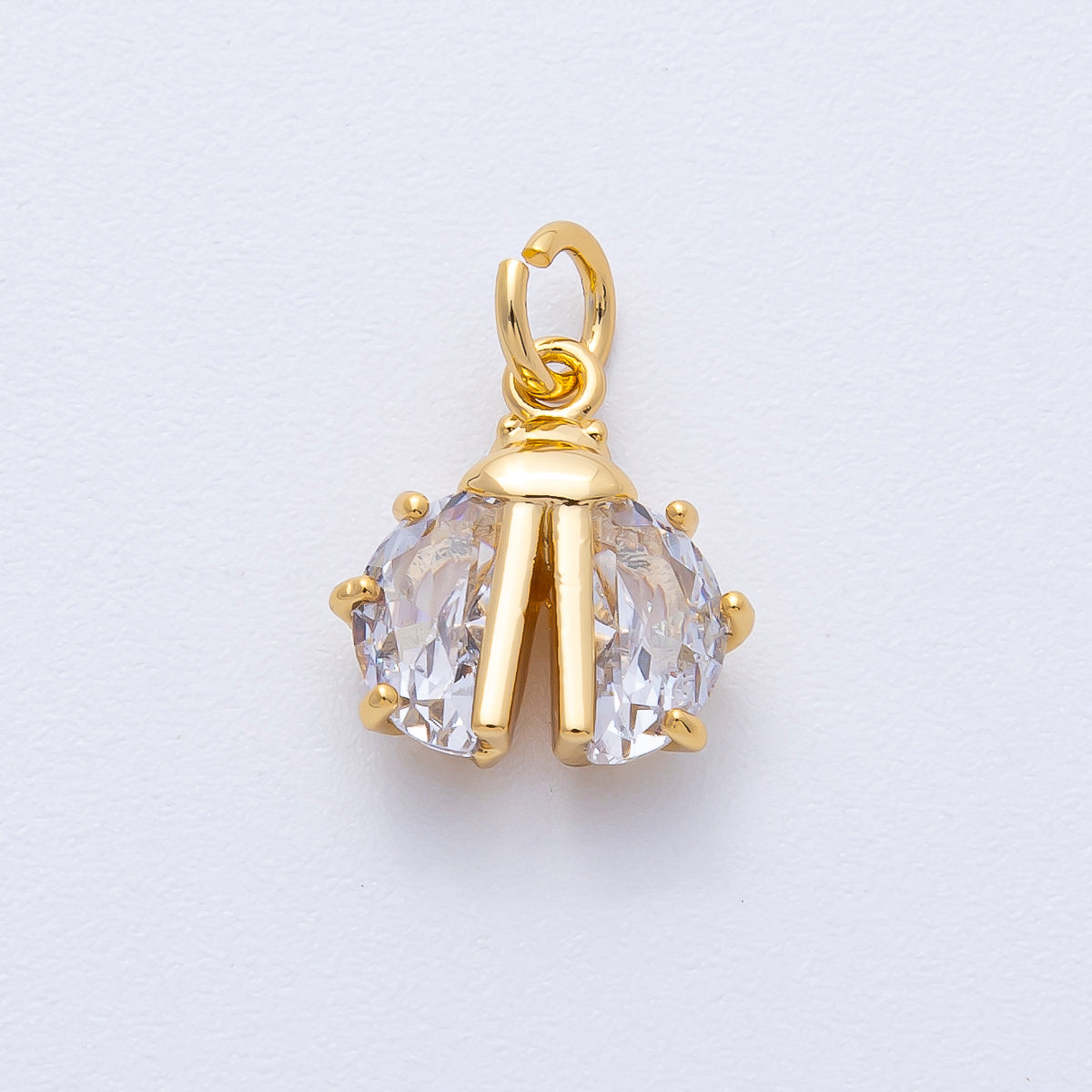 18K Gold Filled 13mm Clear CZ Ladybug Wings Insect Animal Mini Charm | AK201