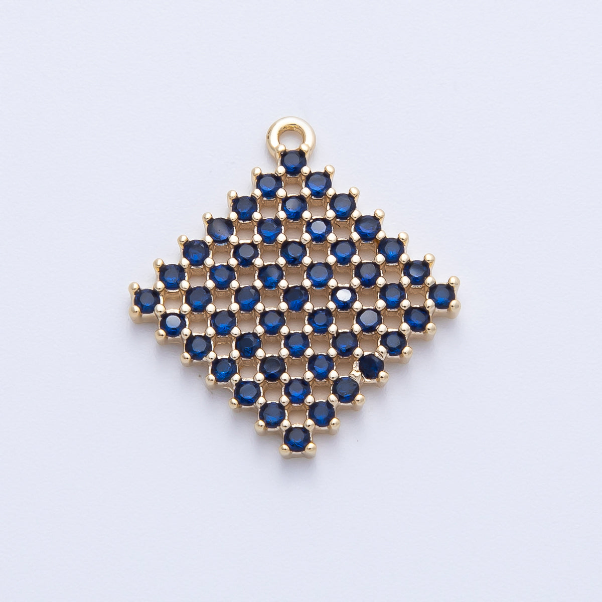 14K Gold Filled 20mm Colorful Micro Paved CZ Rhombus Geometric Charm | AK211-AK213