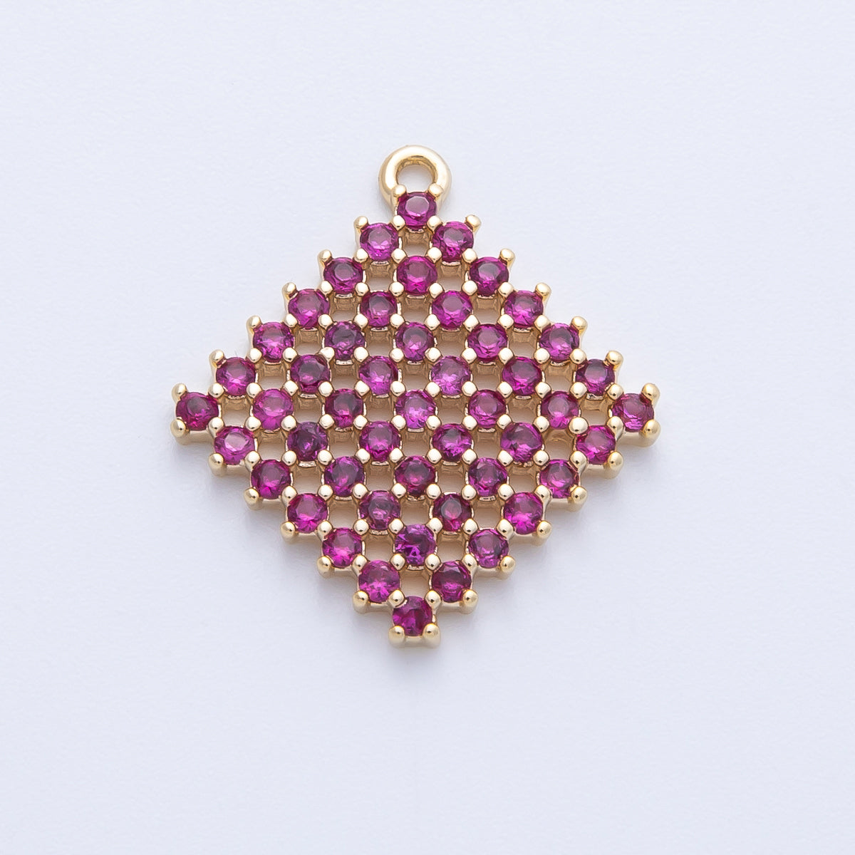 14K Gold Filled 20mm Colorful Micro Paved CZ Rhombus Geometric Charm | AK211-AK213