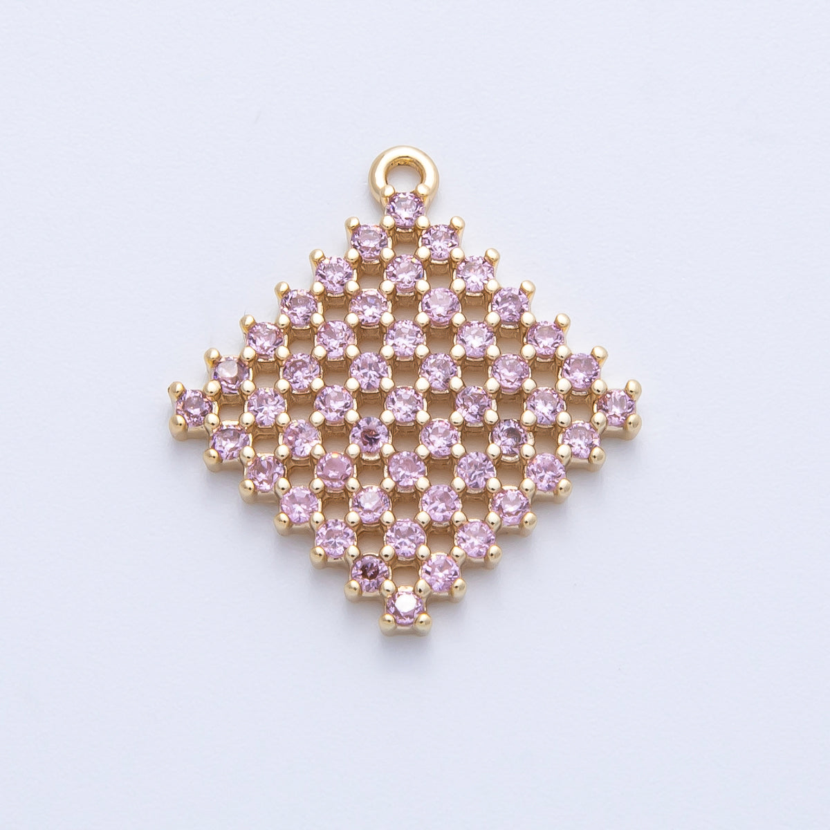 14K Gold Filled 20mm Colorful Micro Paved CZ Rhombus Geometric Charm | AK211-AK213
