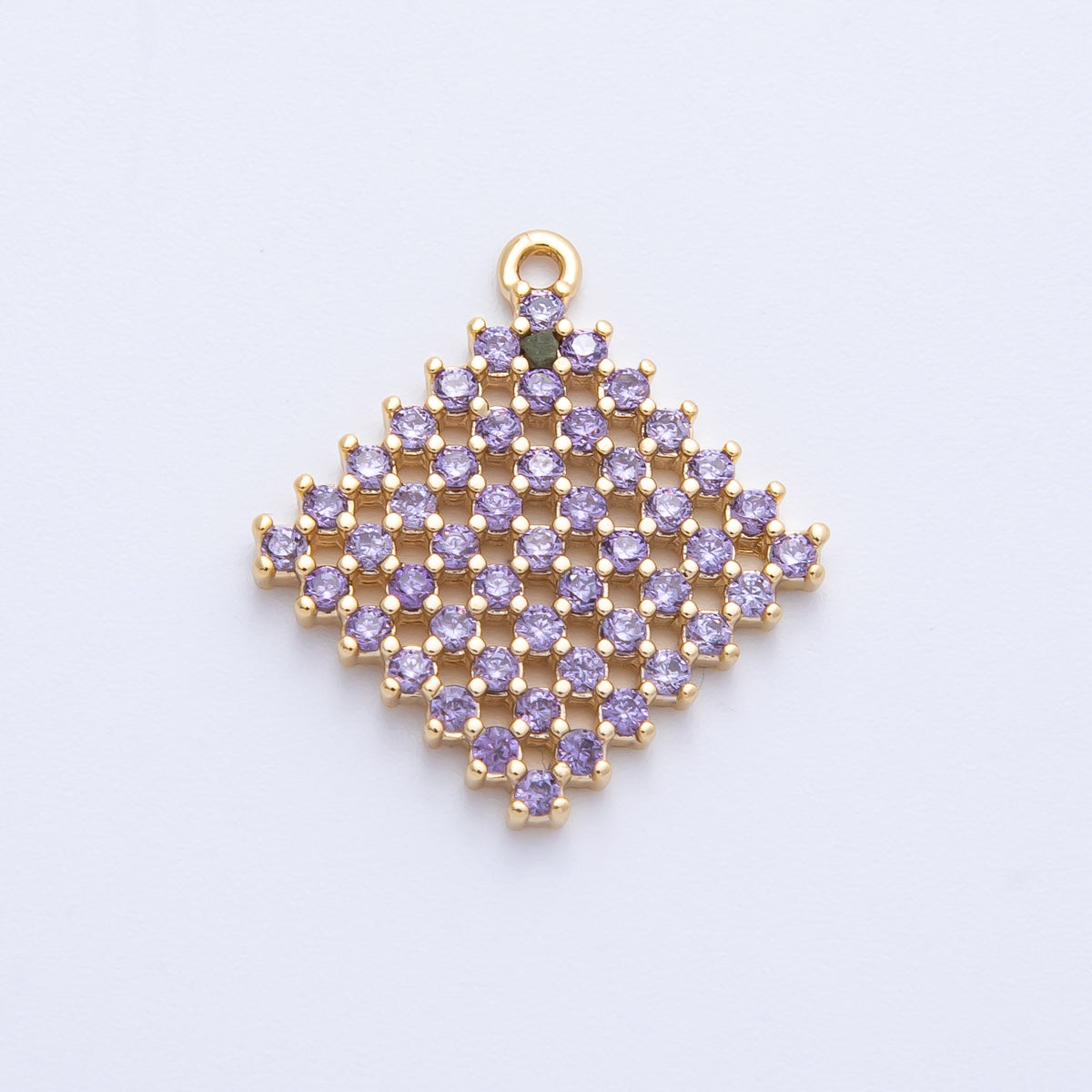 14K Gold Filled 20mm Colorful Micro Paved CZ Rhombus Geometric Charm | AK211-AK213