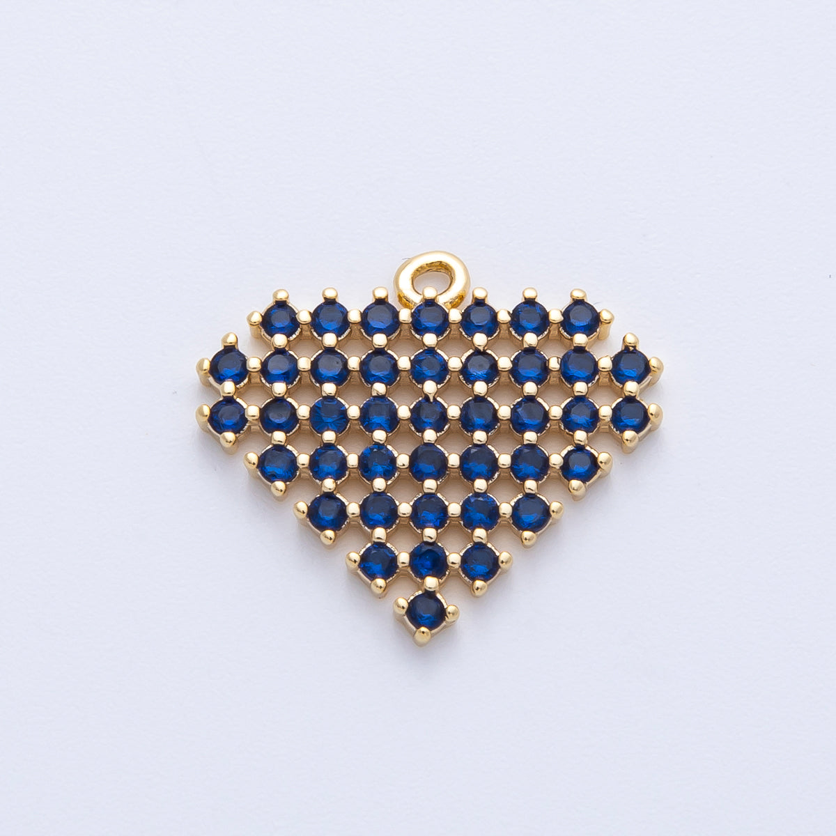 14K Gold Filled 16mm Colorful Micro Paved CZ Heart Geometric Charm | AK214-AK216