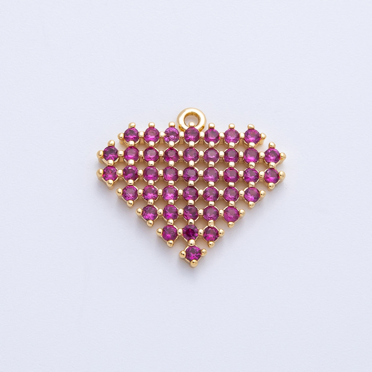 14K Gold Filled 16mm Colorful Micro Paved CZ Heart Geometric Charm | AK214-AK216