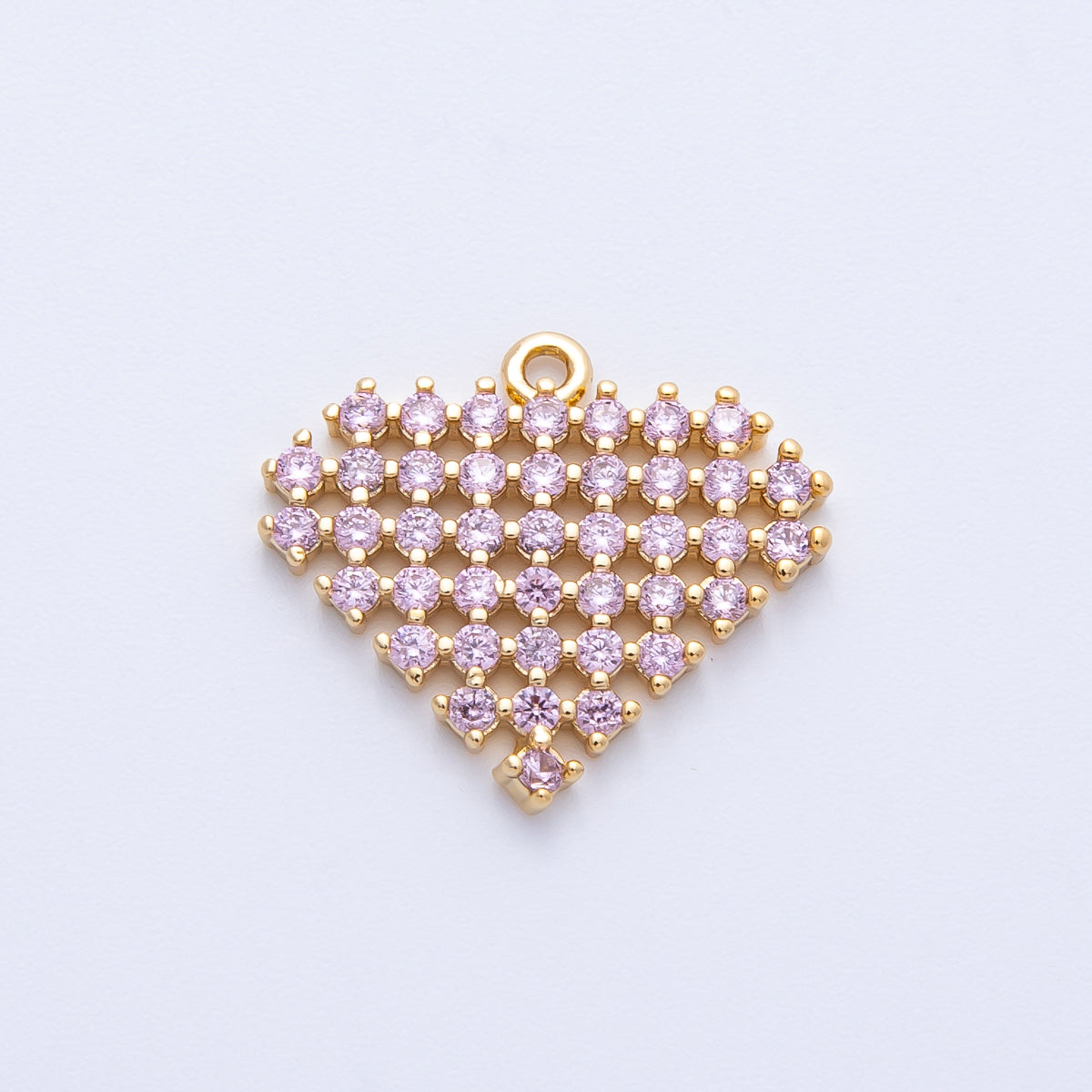 14K Gold Filled 16mm Colorful Micro Paved CZ Heart Geometric Charm | AK214-AK216