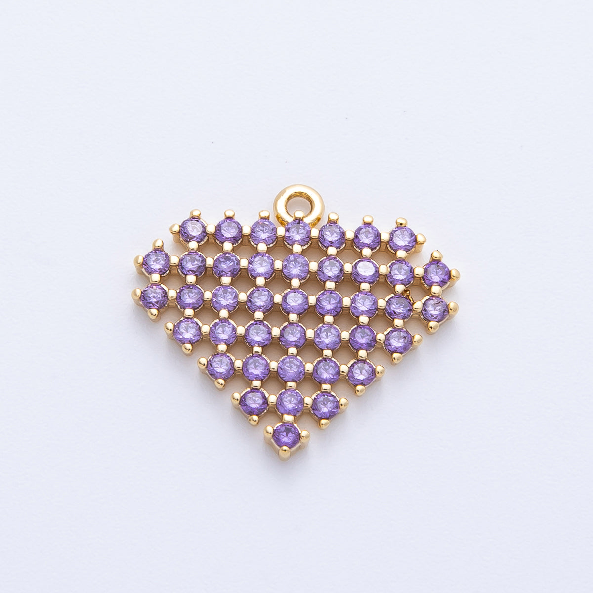 14K Gold Filled 16mm Colorful Micro Paved CZ Heart Geometric Charm | AK214-AK216