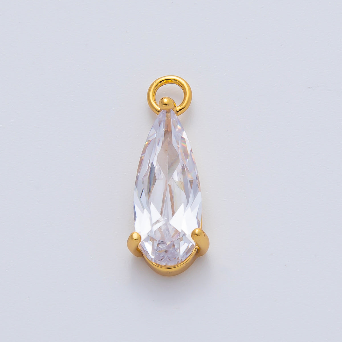 18K Gold Filled 19mm Clear CZ Teardrop Add-On Drop Earring Charm | AF1400