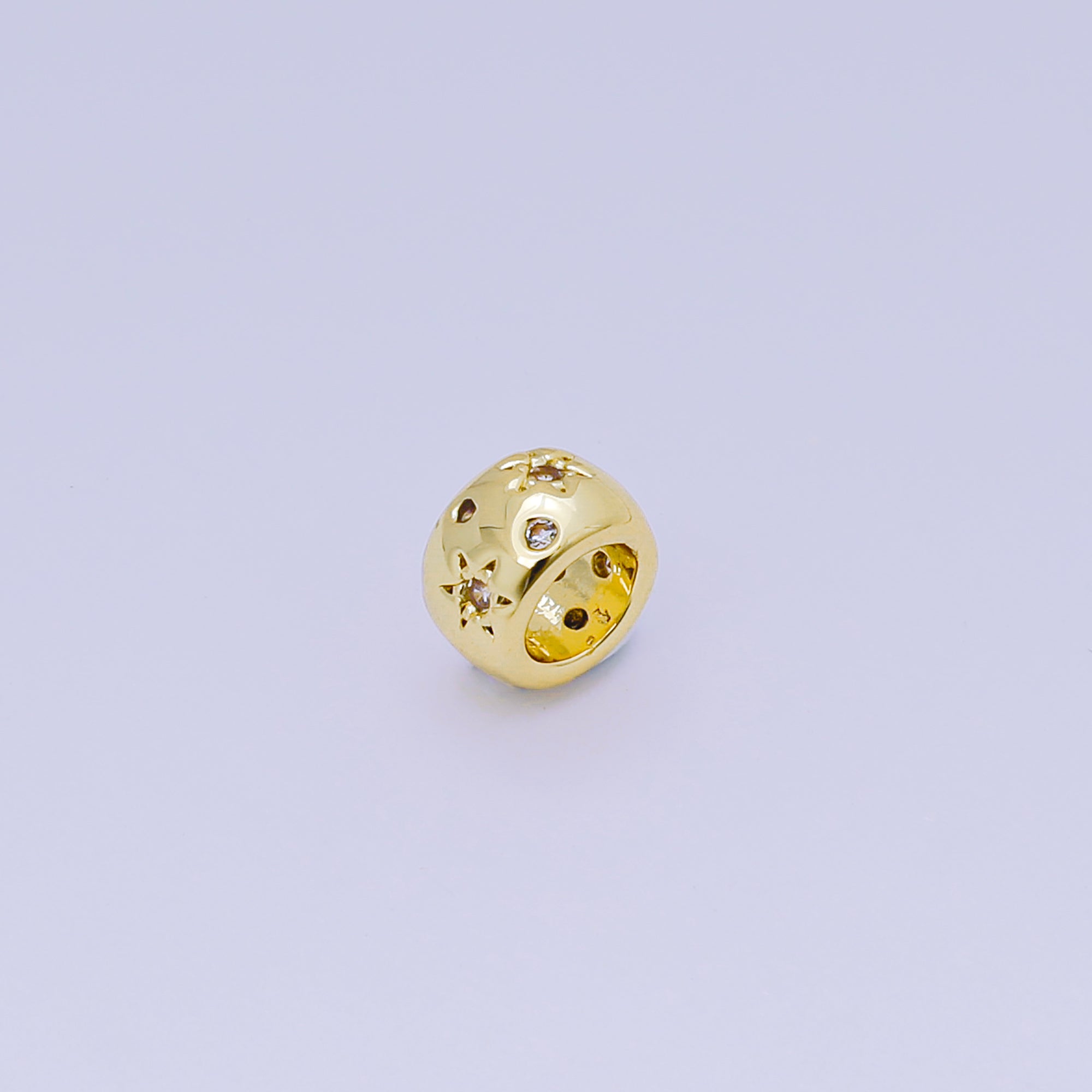 24K Gold Filled Micro Paved CZ Celestial Star Bead Spacer | B-038