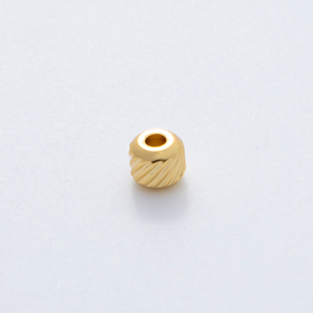 18K Gold Filled Alloy 4.5mm Revolving Pattern Tiny Rondelle Minimalist Spacer Bead in Gold & Silver | B066