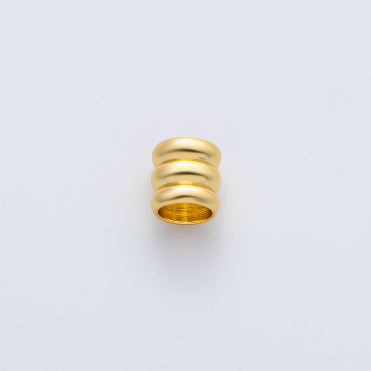 18K Gold Filled Alloy 6mm Triple Band Tube Spacer Bead in Gold & Silver | B270