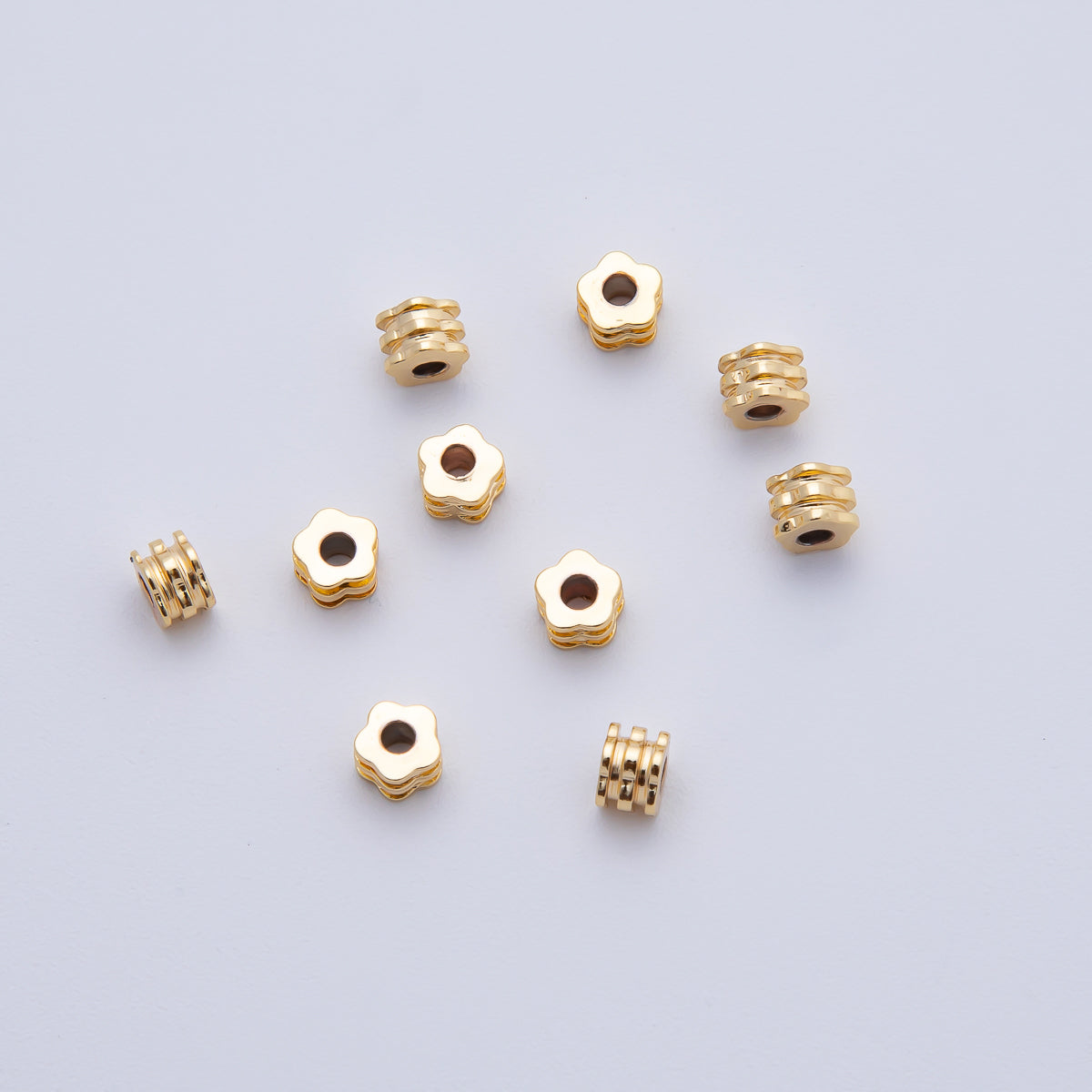 18K Gold Filled 8mm Textured Flower Spacer Bead Set by 10  | B303