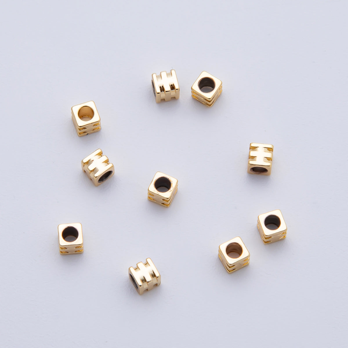 18K Gold Filled 8mm Geometrical Cube Spacer Bead Set by 10  | B318