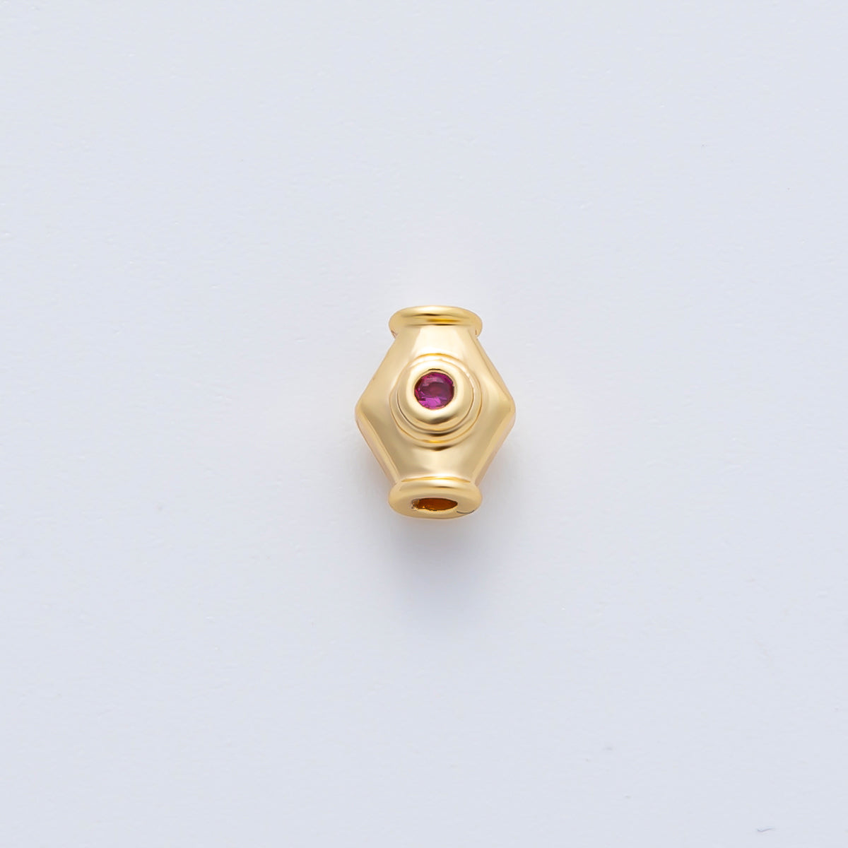 18K Gold Filled 6mm Fuchsia, Green CZ Capsule Rhombus Beads | B339