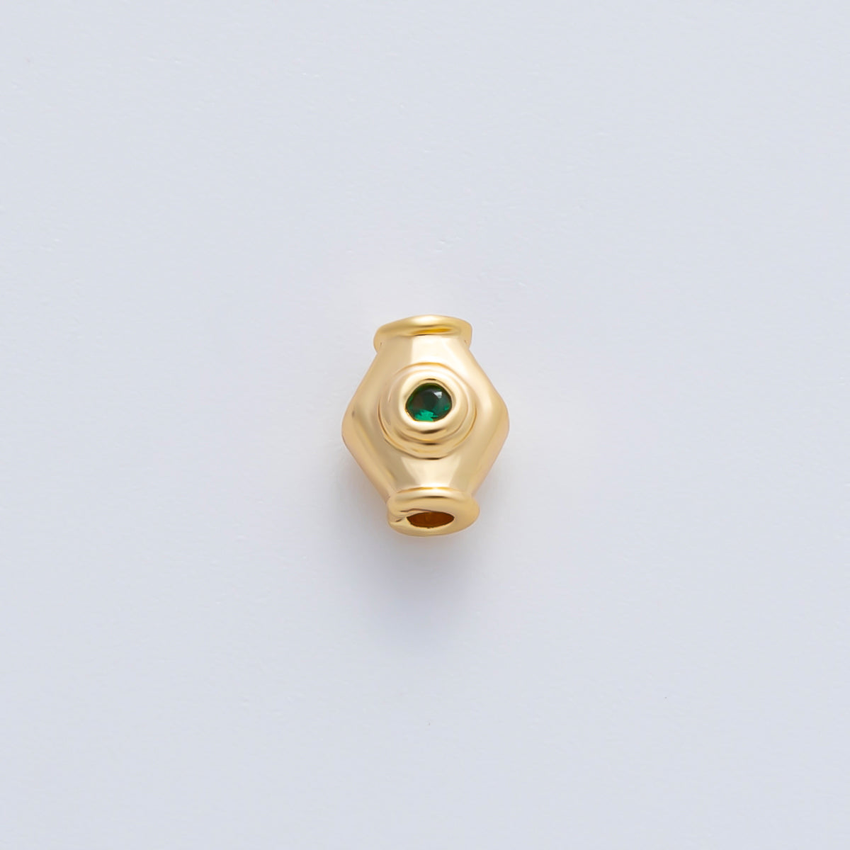 18K Gold Filled 6mm Fuchsia, Green CZ Capsule Rhombus Beads | B339