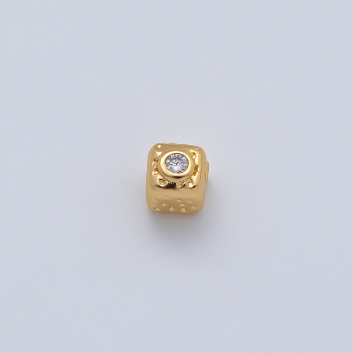 18K Gold Filled 4mm Clear, Fuchsia CZ Minimalist Cube Beads | B342