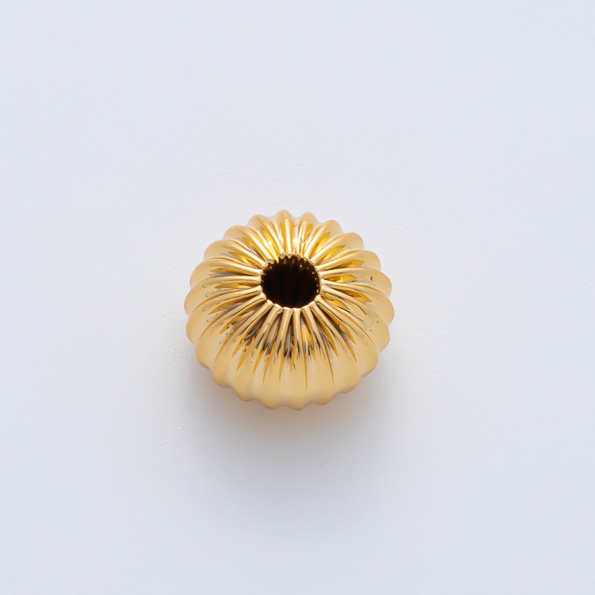 18K Gold Filled 10mm Ribbed Croissant Rondelle Bead in Gold & Silver | B348