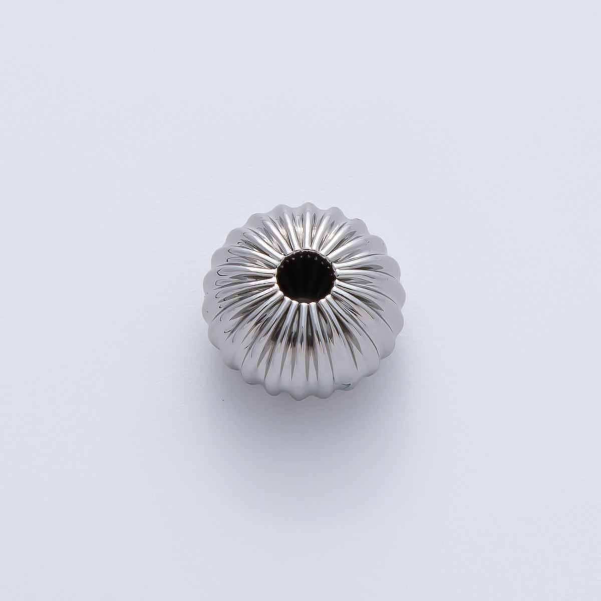 18K Gold Filled 10mm Ribbed Croissant Rondelle Bead in Gold & Silver | B348