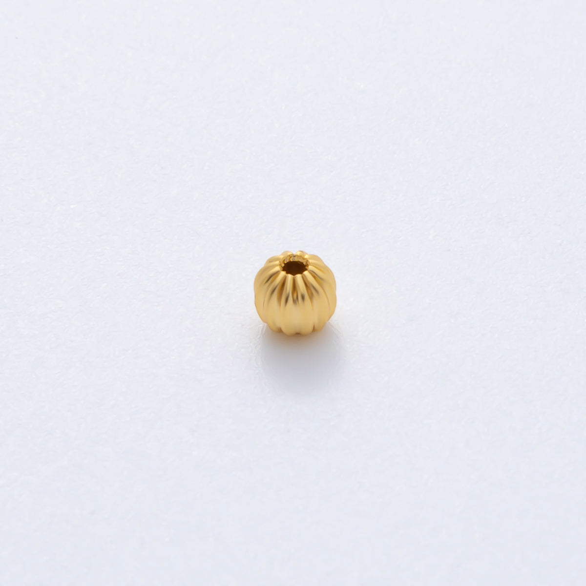 18K Gold Filled 4mm Ribbed Croissant Round Bead Set by 10 in Gold & Silver | B356