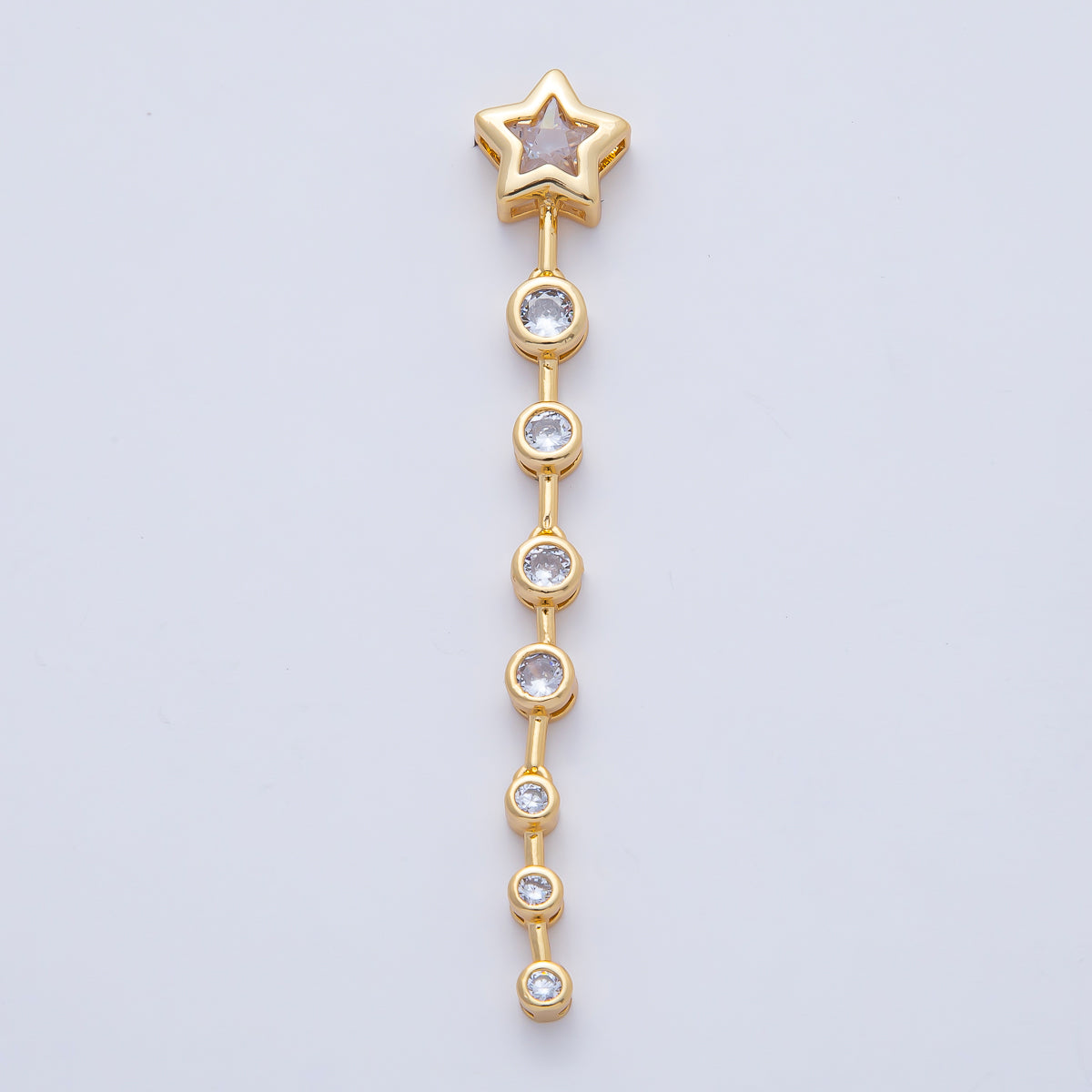 18K Gold Filled Star Round Clear CZ Bezel Drop Bead | B428