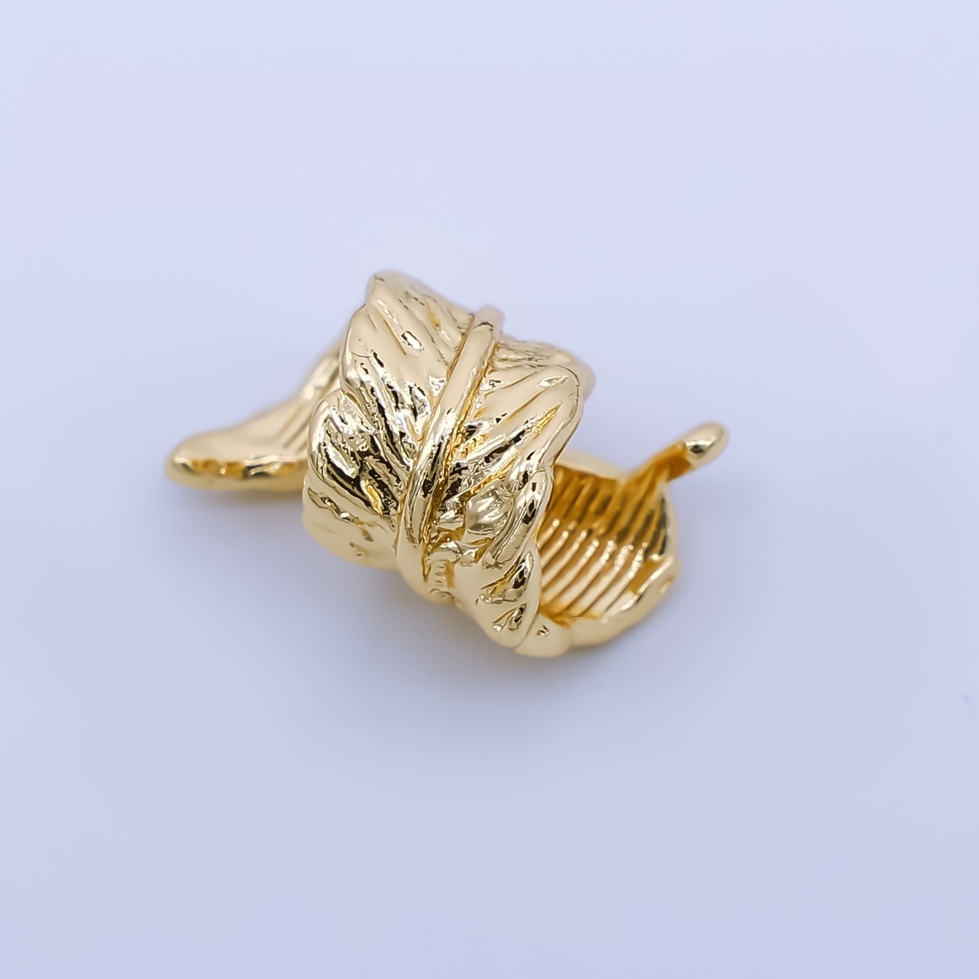 24K Gold Filled 14mm Twisted Dry Leaf Bead Spacer | B477