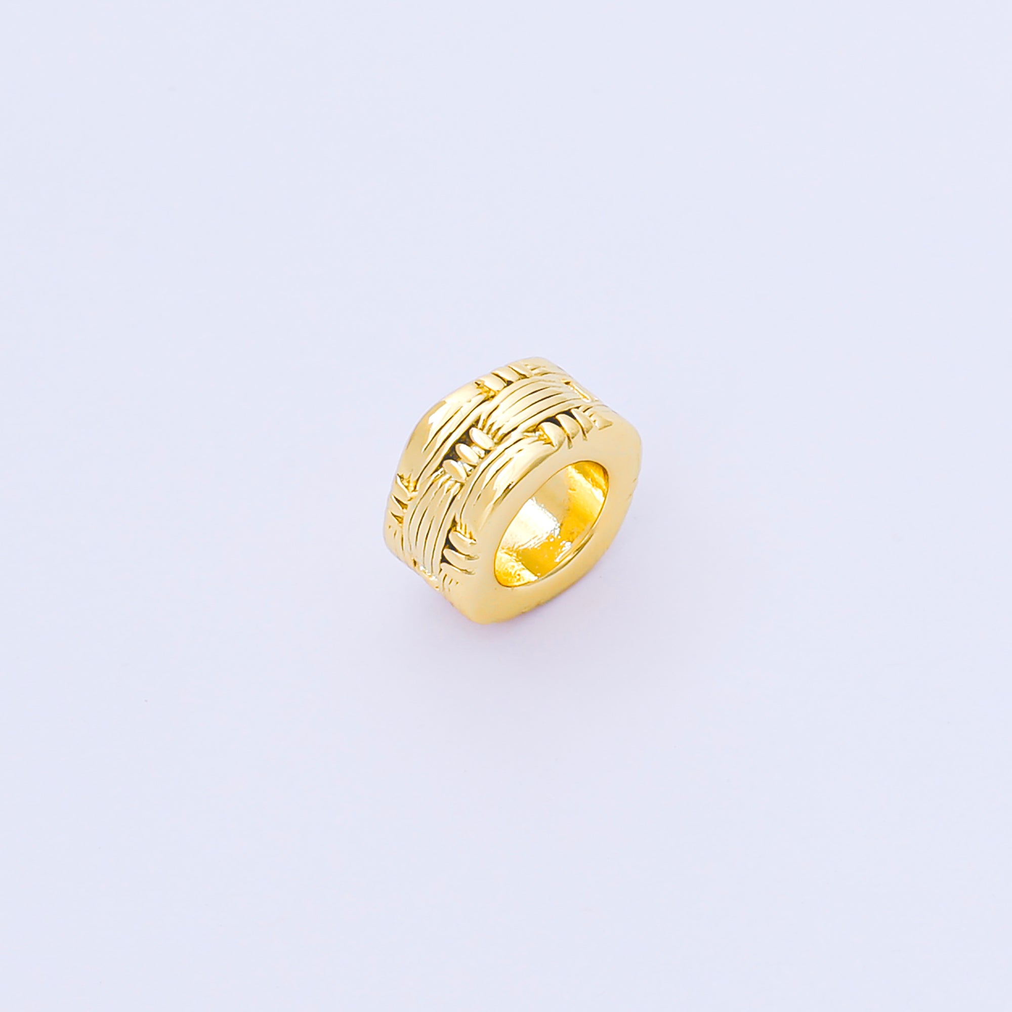 24K Gold Filled 9mm Woven Rondelle Spacer Bead | B493