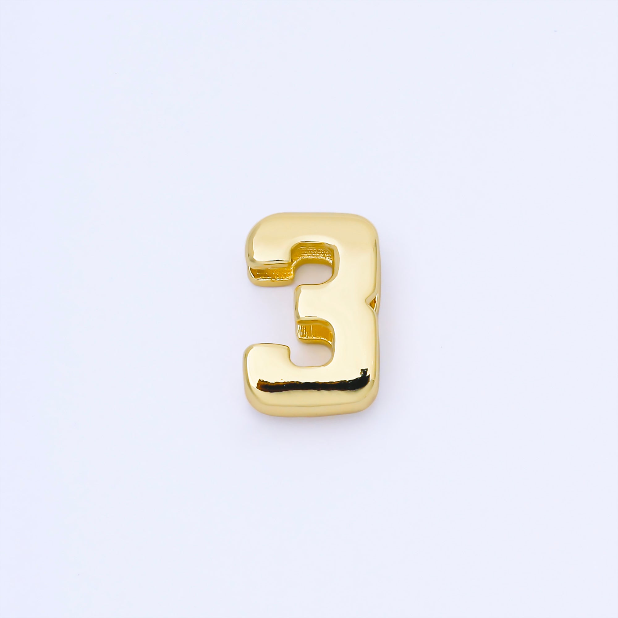 24K Gold Filled 20mm Minimalist Number 0-9 Numerology Bead in Silver & Gold | B489 - B850